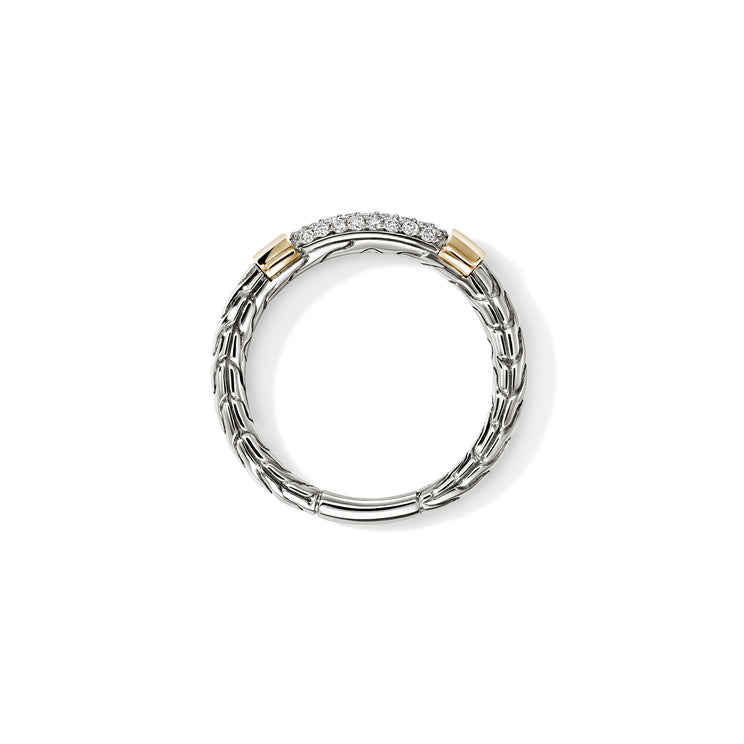 JH Essentials 14K Gold & Silver 0.20cttw Diamond Pave Ring Sz 7 by John Hardy