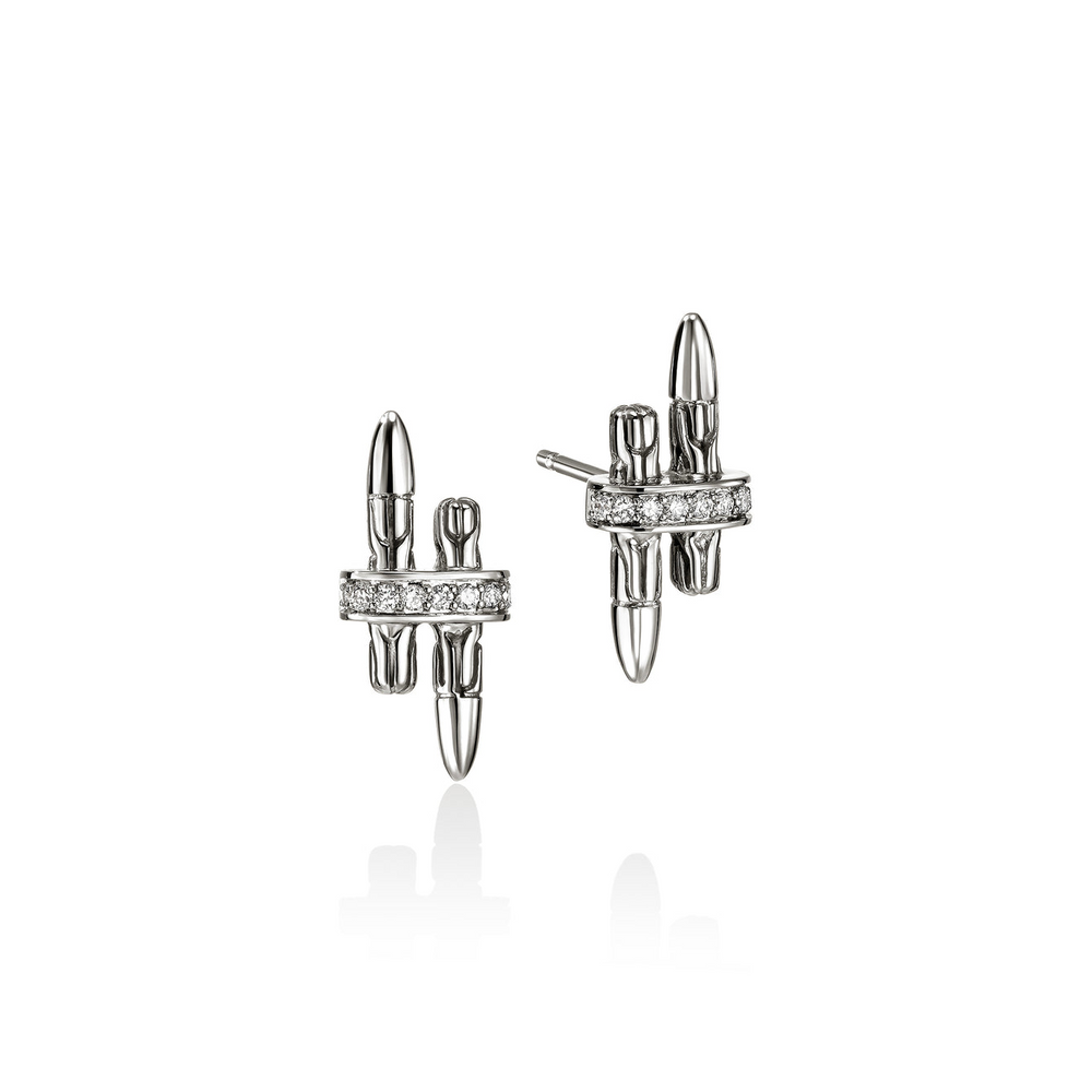 Spear Silver 0.12cttw Diamond Pave Stud Earrings by John Hardy