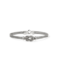 Love Knot Silver 0.30cttw Diamond Pave Station Chain Double Row Bracelet by John Hardy