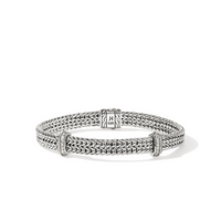 Icon Link Silver 0.33cttw Diamond Pave 6mm Flat Chain Bracelet Sz S by John Hardy