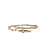 Spear 14K Gold 0.16cttw Diamond Pave Bypass 4mm Flex Cuff by John Hardy
