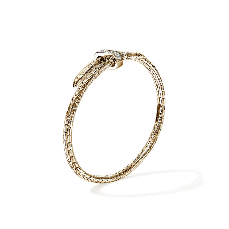 Spear 14K Gold 0.16cttw Diamond Pave Bypass 4mm Flex Cuff by John Hardy