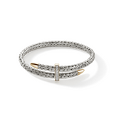 Spear 14K Gold & Silver 0.24cttw Diamond Pave Bypass Flex Cuff Sz M by John Hardy