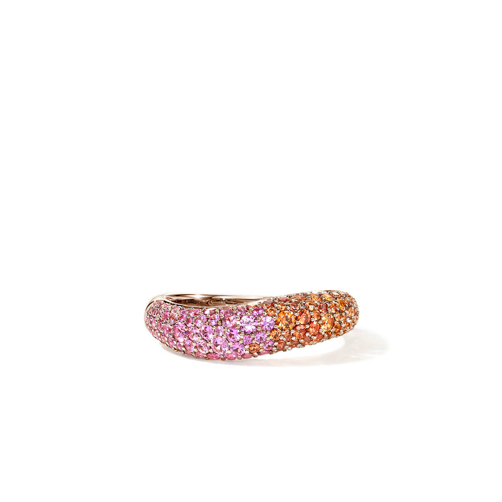 Surf 18K Rose Gold Ring with Pink Sapphire & Treated Yellow-Orange Sapphire Sz 7 by John Hardy