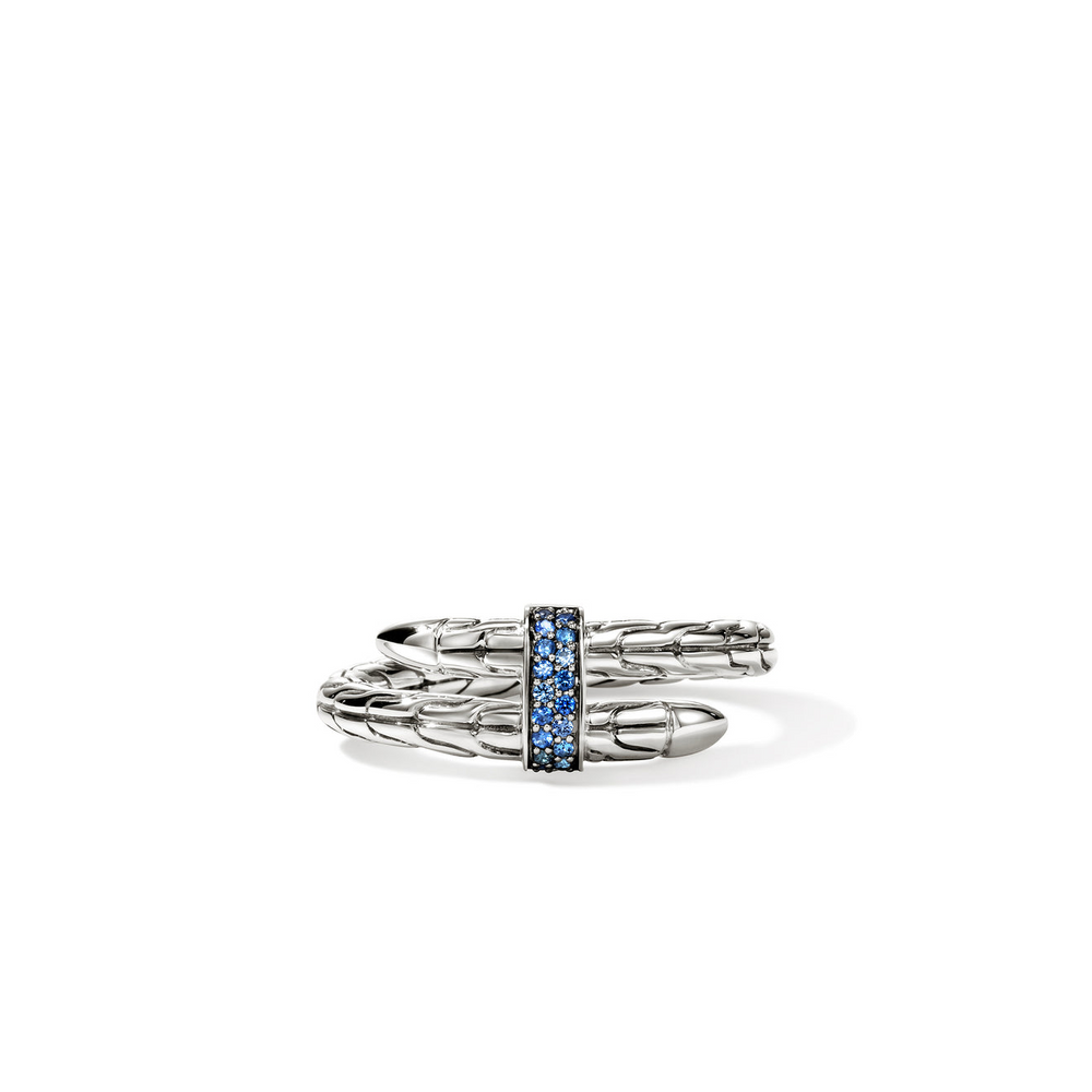 Spear Silver Single Wrap Ring with Blue Sapphire by John Hardy