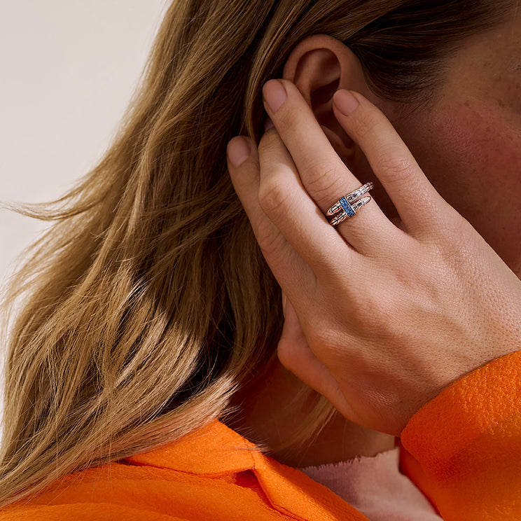 Spear Silver Single Wrap Ring with Blue Sapphire by John Hardy