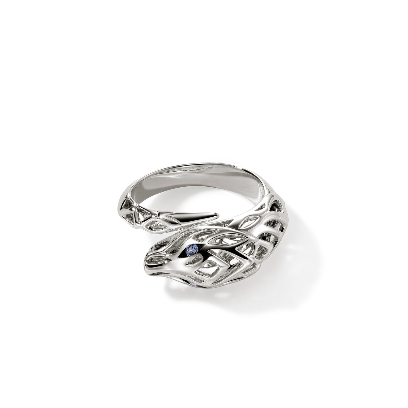 Naga Silver Bypass Ring with Blue Sapphire Eyes Sz 7 by John Hardy