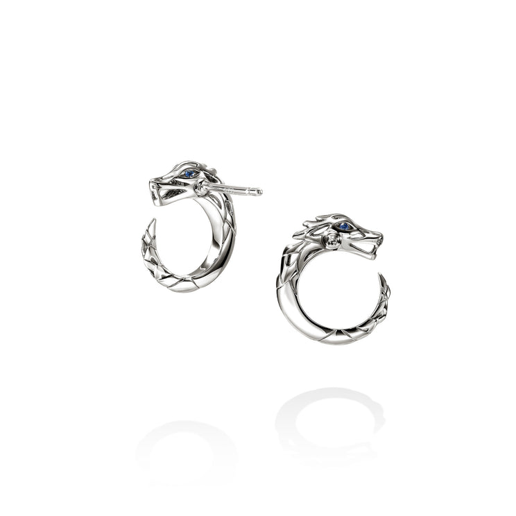 Naga Silver Stud Earrings with Blue Sapphire Eyes by John Hardy