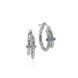 Spear Silver Hoop Earrings with Blue Sapphire by John Hardy