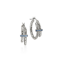 Spear Silver Hoop Earrings with Blue Sapphire by John Hardy