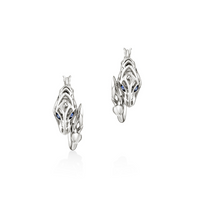 Naga Silver Hoop Earrings with Blue Sapphire Eyes by John Hardy