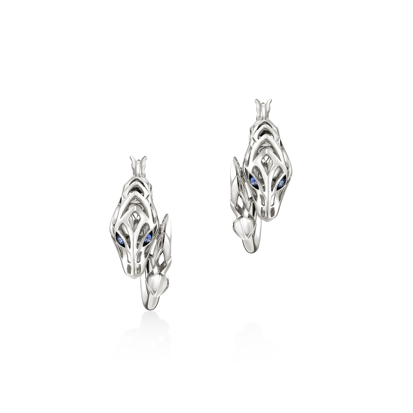 Naga Silver Hoop Earrings with Blue Sapphire Eyes by John Hardy