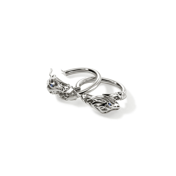 Naga Silver Hoop Earrings with Blue Sapphire Eyes by John Hardy
