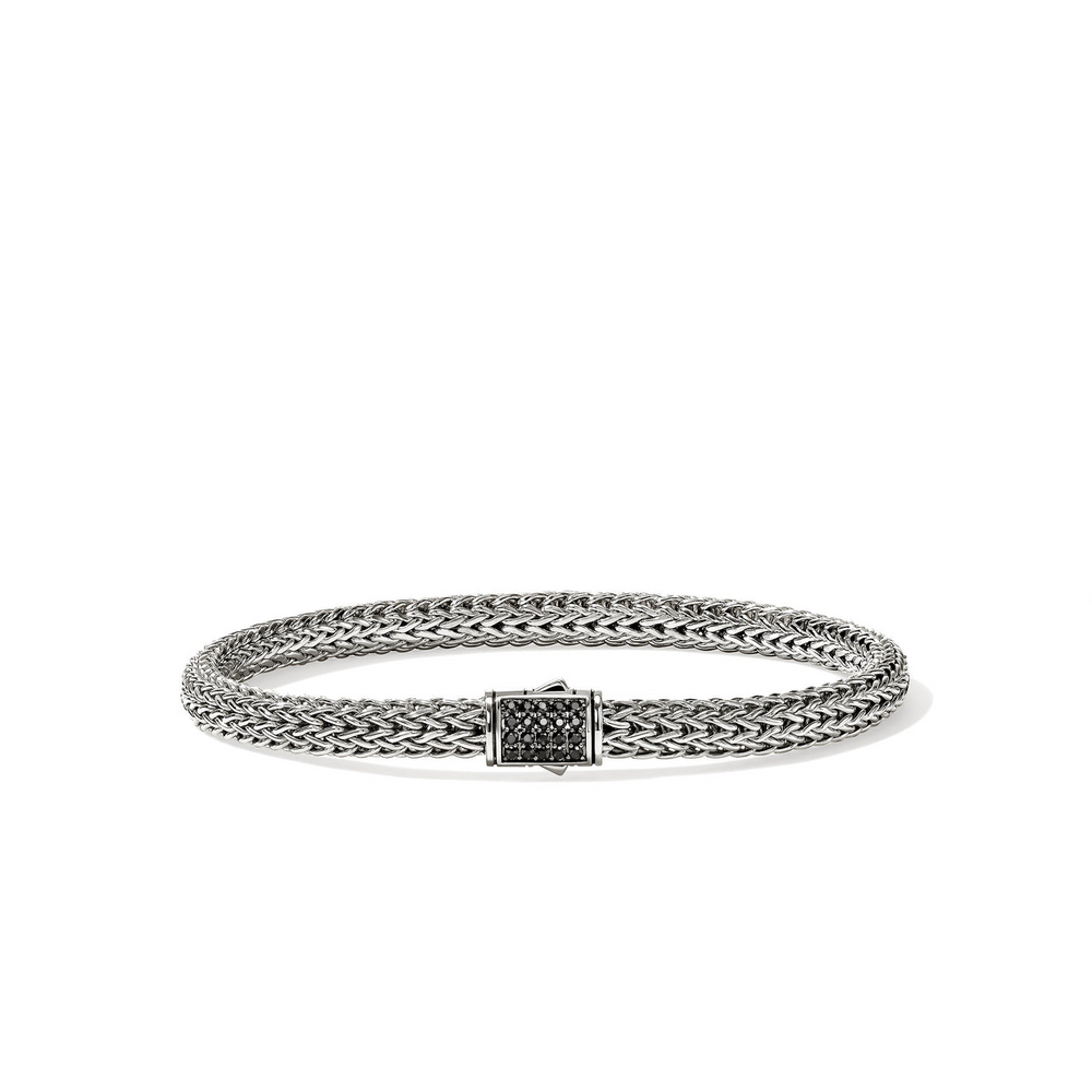 Icon Silver 5mm XS Bracelet with Treated Black Sapphire Sz M by John Hardy