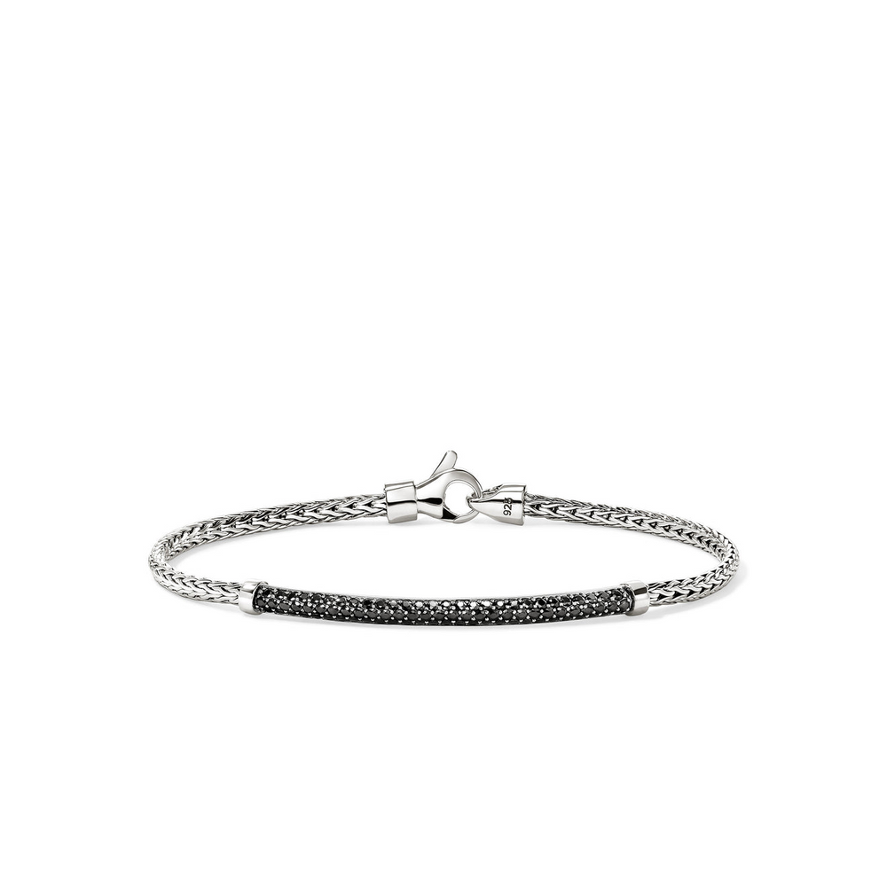 JH Essentials Silver 2.5mm Bracelet with Treated Black Sapphire Sz M by John Hardy
