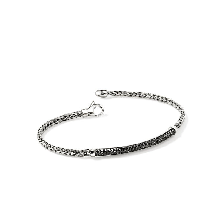 JH Essentials Silver 2.5mm Bracelet with Treated Black Sapphire Sz M by John Hardy