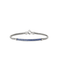 JH Essentials Silver 2.5mm Bracelet with Blue Sapphire Sz M by John Hardy