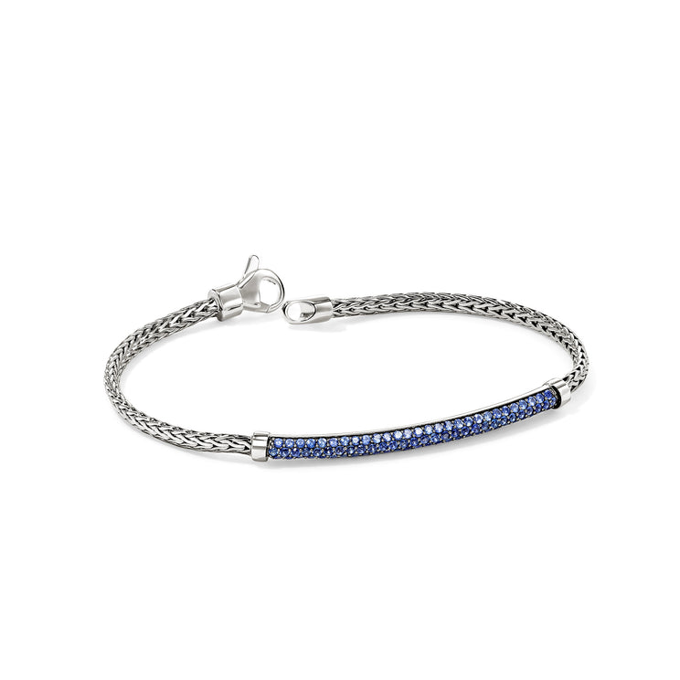 JH Essentials Silver 2.5mm Bracelet with Blue Sapphire Sz M by John Hardy