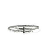 Spear Silver Bypass 4mm Flex Cuff with Treated Black Sapphire by John Hardy