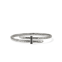Spear Silver Bypass 4mm Flex Cuff with Treated Black Sapphire by John Hardy