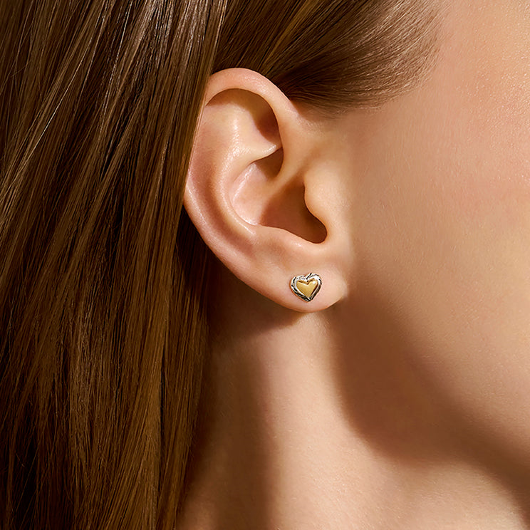 JH Essentials Heart 14K Gold & Silver Studs by John Hardy