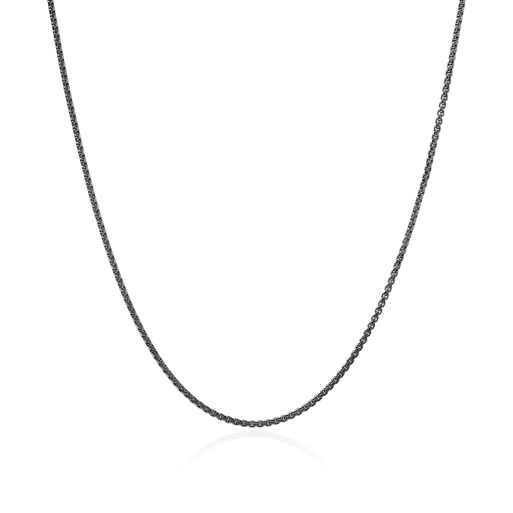 Chains Box Silver 1.6mm Box Chain Necklace with Satin Matte Black Rhodium Sz 24 by John Hardy
