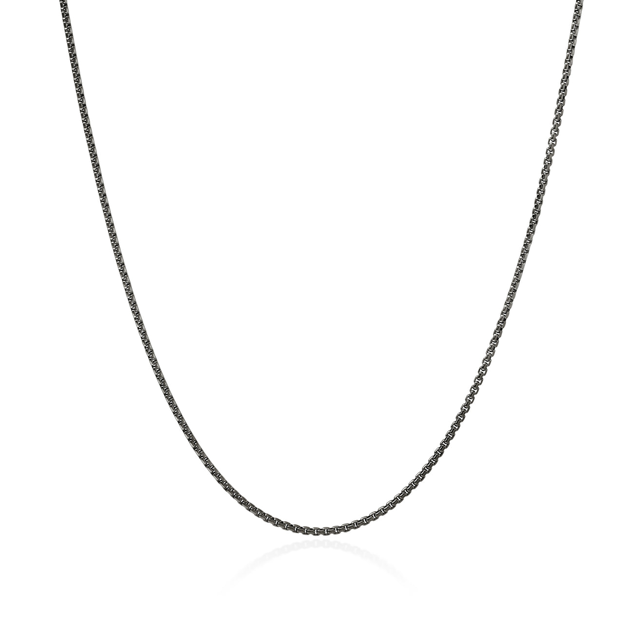 Chains Box Silver 1.6mm Box Chain Necklace with Satin Matte Black Rhodium Sz 24 by John Hardy