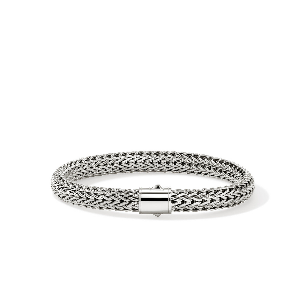 Icon Silver 7.5mm Medium Bracelet with Pusher Clasp by John Hardy
