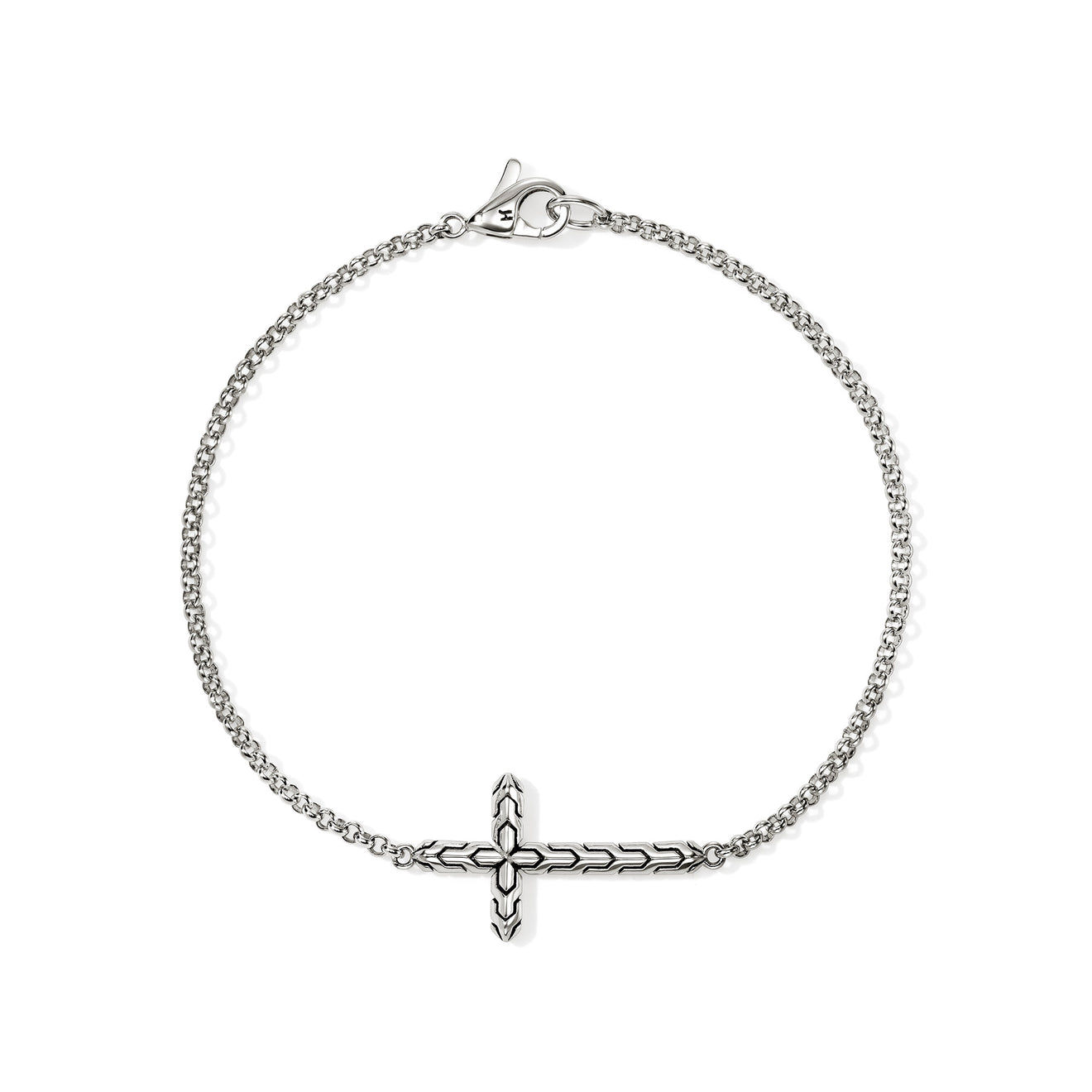 JH Essentials Spiritual Silver 2mm Mini Rolo Chain Cross Bracelet Sz S by John Hardy