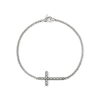 JH Essentials Spiritual Silver 2mm Mini Rolo Chain Cross Bracelet Sz M by John Hardy