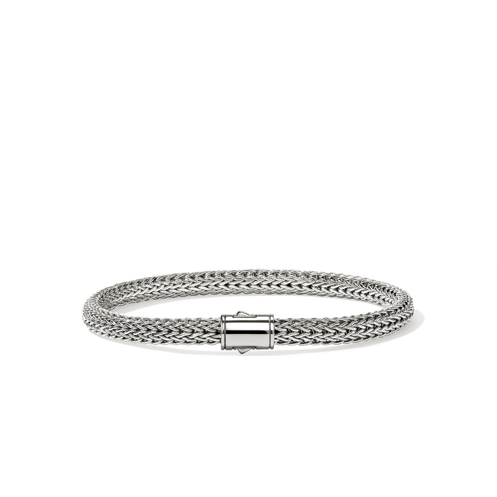 Icon Silver 5mm Extra Small Bracelet with Pusher Clasp Sz M by John Hardy