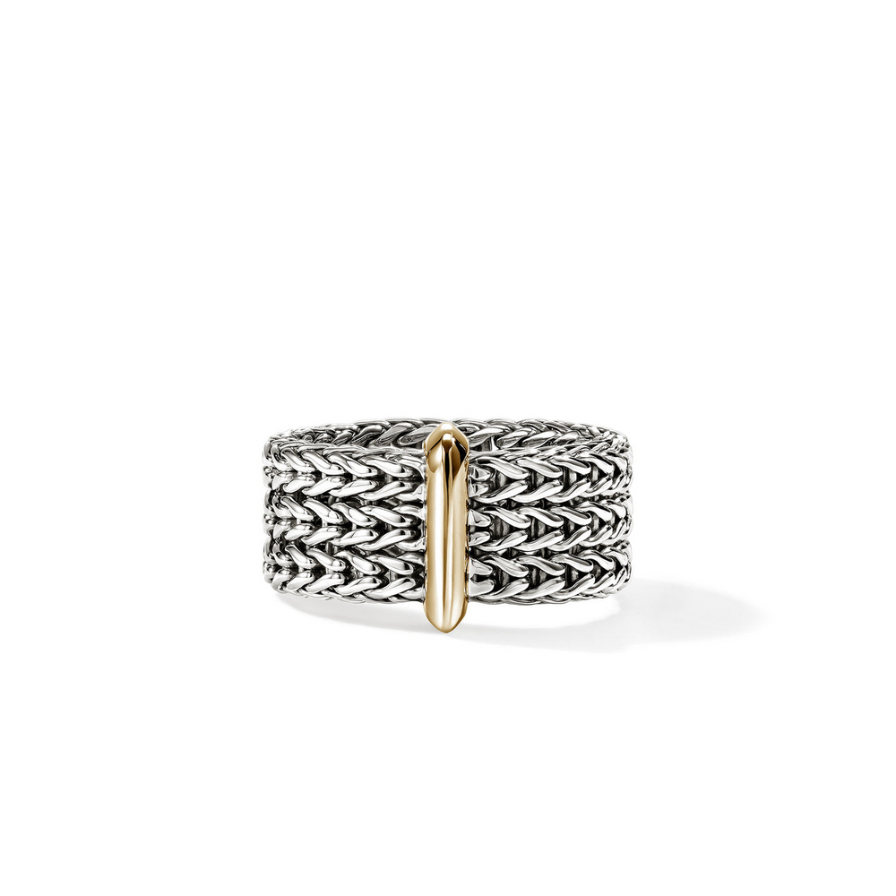 Icon Link 14K Gold & Silver 9mm Band Ring Sz 8 by John Hardy