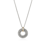 Icon Link 14K Gold & Silver Round Pendant on 2mm Rolo Chain Sz 16-18 by John Hardy