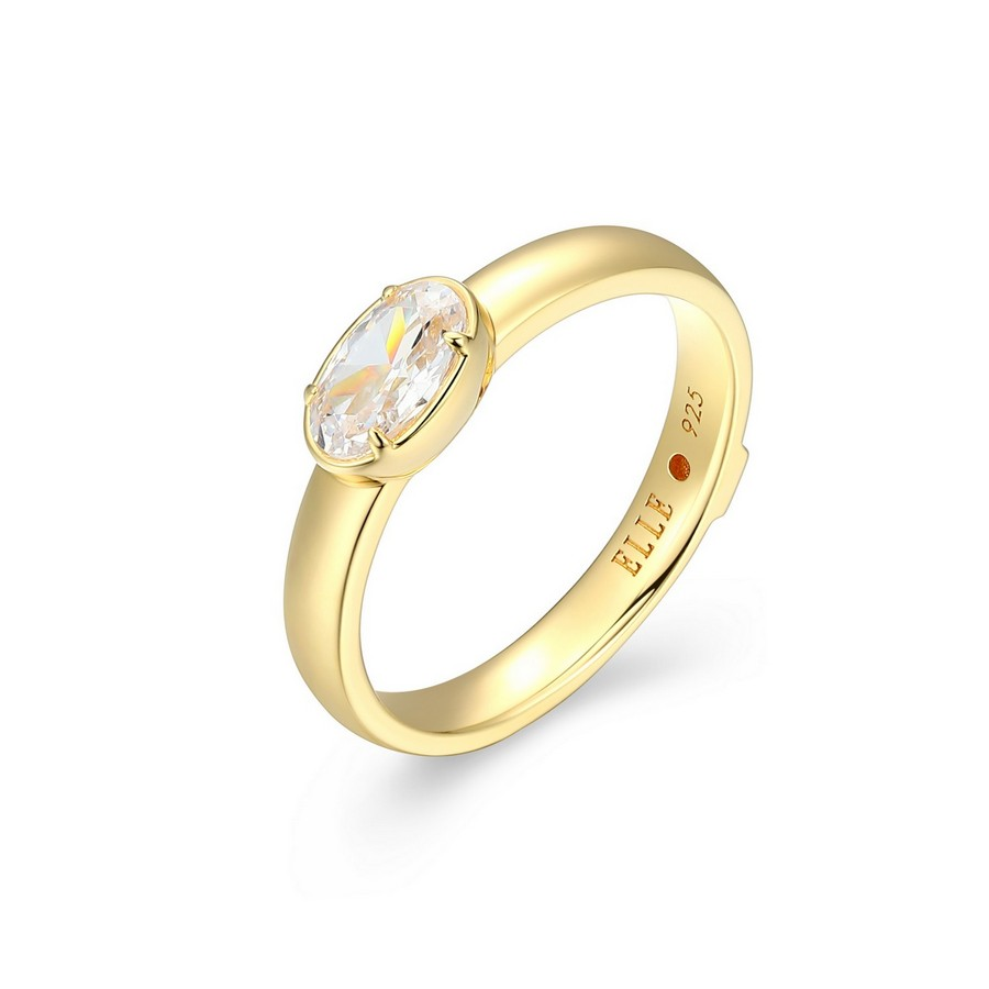 Yellow Gold Plated Sterling Silver CZ Ring Sz 7 by Elle