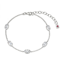 Rhodium Plated Sterling Silver CZ Bracelet 6.5" + 1.5" by Elle