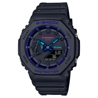 Black Octogonal Watch Accented with Blue Violet by G-Shock