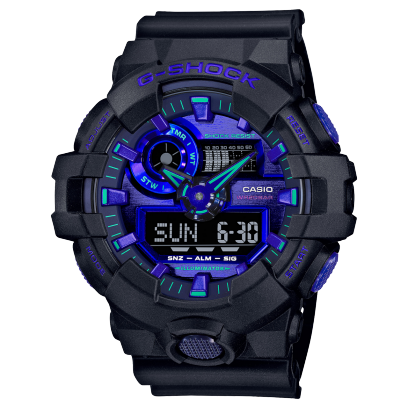 Analog-Digital Black Watch with Blue Violet Accents by G-Shock