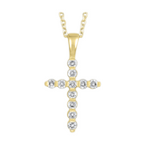 14K Yellow Gold 0.25cttw Diamond Cross Pendant