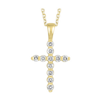 14K Yellow Gold 0.25cttw Diamond Cross Pendant