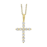14K Yellow Gold 0.50cttw Diamond Cross Pendant