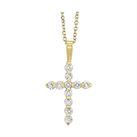 14K Yellow Gold 0.50cttw Diamond Cross Pendant