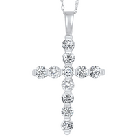14K White Gold 1.00cttw Diamond Cross Pendant
