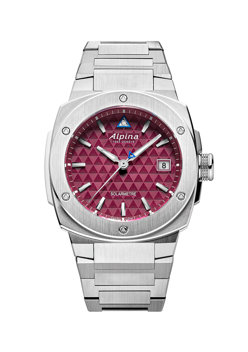 Men's Alpiner Extreme Solarmetre Solar Quartz Watch with Burgundy Face by Alpina