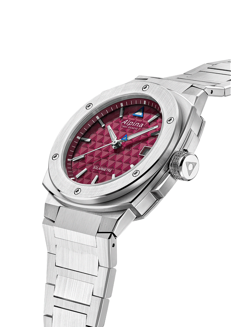 Men's Alpiner Extreme Solarmetre Solar Quartz Watch with Burgundy Face by Alpina