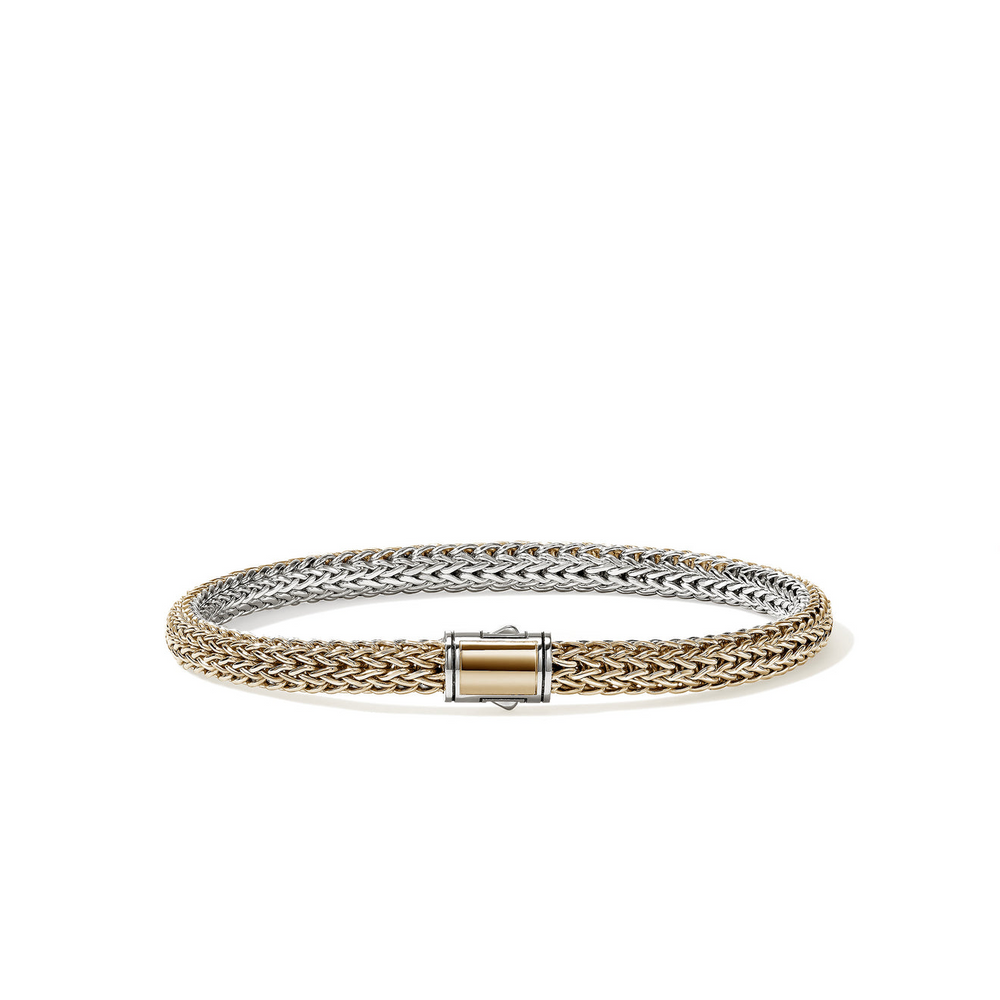 Icon 14K Gold & Silver 5mm X-Small Reversible Bracelet Sz M by John Hardy