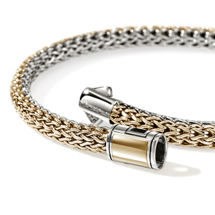 Icon 14K Gold & Silver 5mm X-Small Reversible Bracelet Sz M by John Hardy