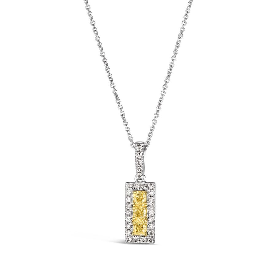 14K Two Tone Gold 0.56cttw Fancy Yellow & Nude Diamond Pendant by LeVian