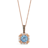 14K Strawberry Gold 2.00ct Blue Topaz & 0.31cttw Choc & Nude Diamond Pendant by LeVian
