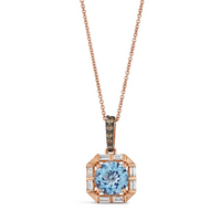 14K Strawberry Gold 2.00ct Blue Topaz & 0.31cttw Choc & Nude Diamond Pendant by LeVian