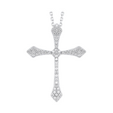 14K White Gold  0.05cttw Diamond Cross Fashion Pendant